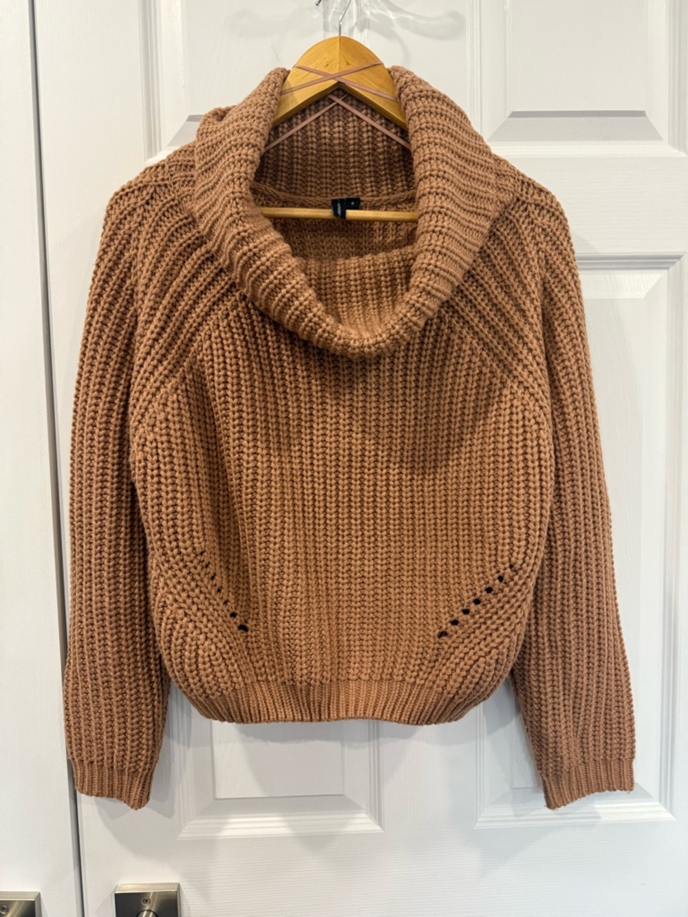 moon & madison Chunky Cowl Neck Sweater - Camel Brown